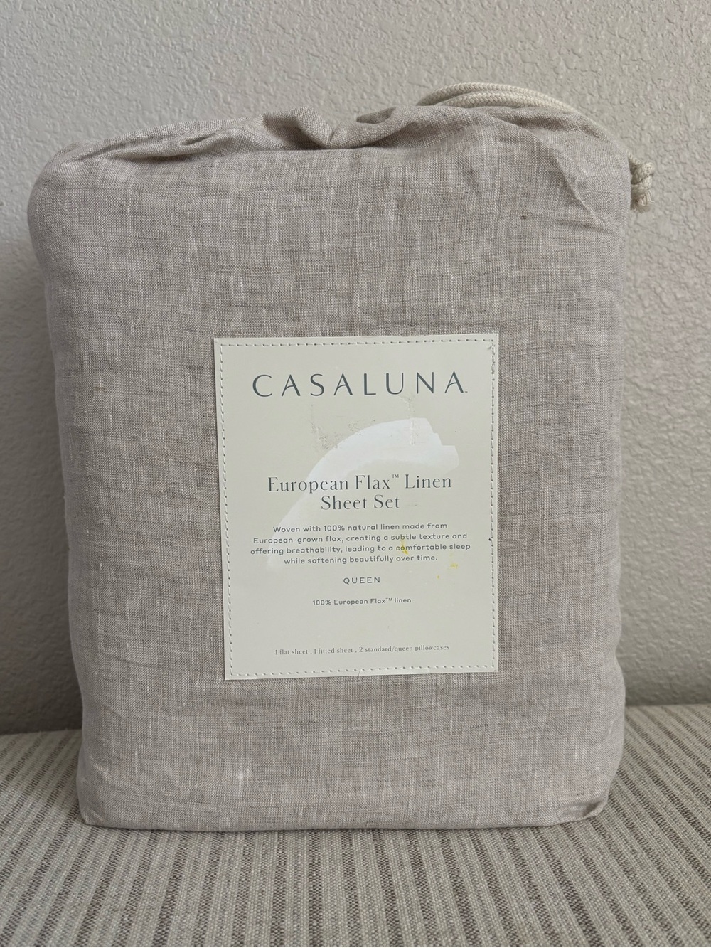 NWT Queen 100% Linen Sheet Set Natural - Casaluna